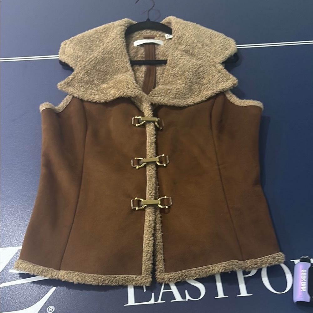 Dana Buchman Brown and Tan Suede Vest